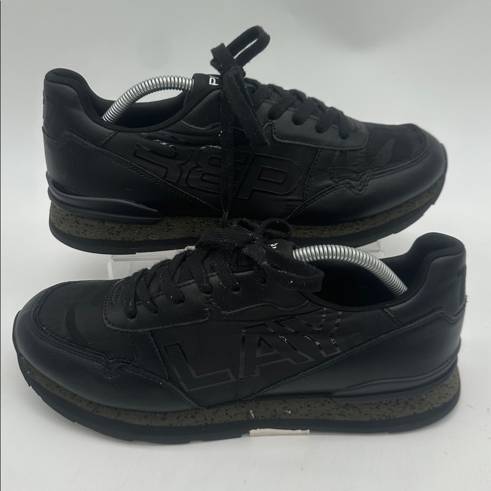 Replay Arthur Black Leather Men's Sneakers Lace Up Low Profile Black Size US10